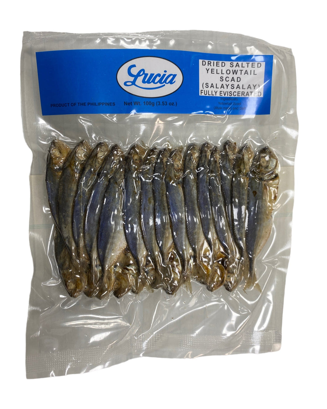 Lucia Dried Salted Yellowtail Scad (Salaysalay) Fully Eviscerated 3.53 oz