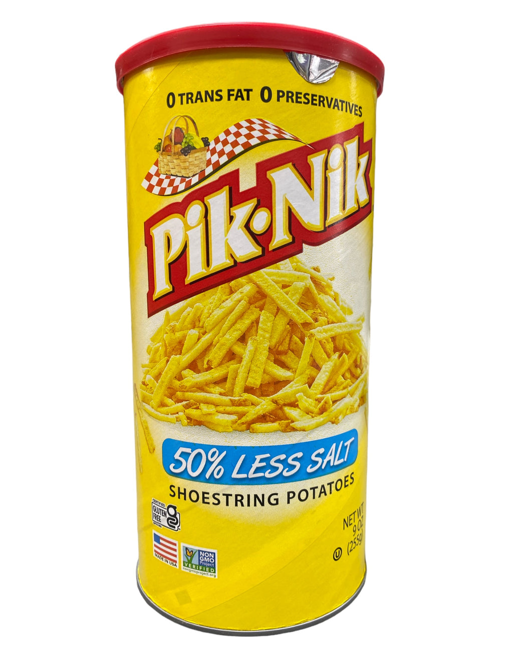 Pik-Nik Shoestring Potatoes 50% Less Salt (Big) 9 oz