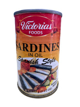 Load image into Gallery viewer, Victoria Foods Sardines in Oil Spanish Style 5.5 oz (155 g)
