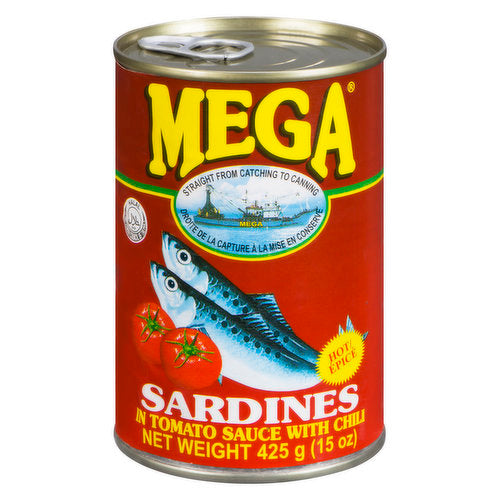 Mega Sardines in Tomato Sauce Chili Added NET WT. 425g (15oz.)